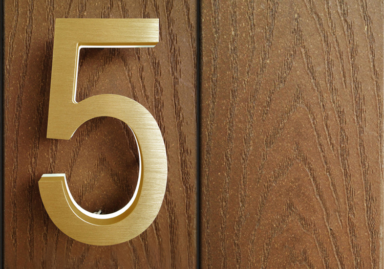 Modern Brass Led House Numbers 5" by Luxello LED Signage